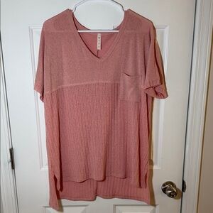 Women's Pink V-Neck Top
